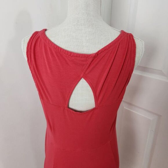 Eileen Fisher Dress Womens XS Pink Midi Jersey Knit Keyhole Minimalist Vacation - Picture 5 of 12